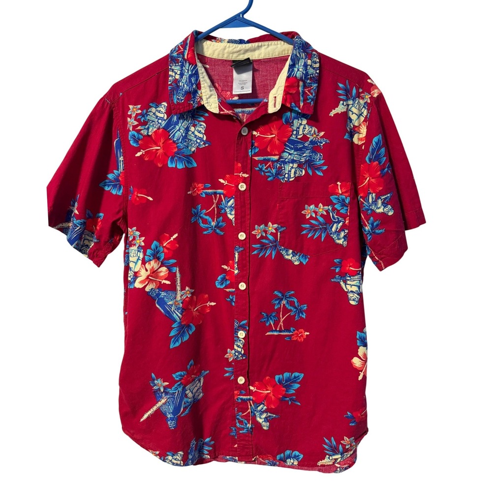 Star Wars Button Down Shirt Men S Red Floral Darth Vader